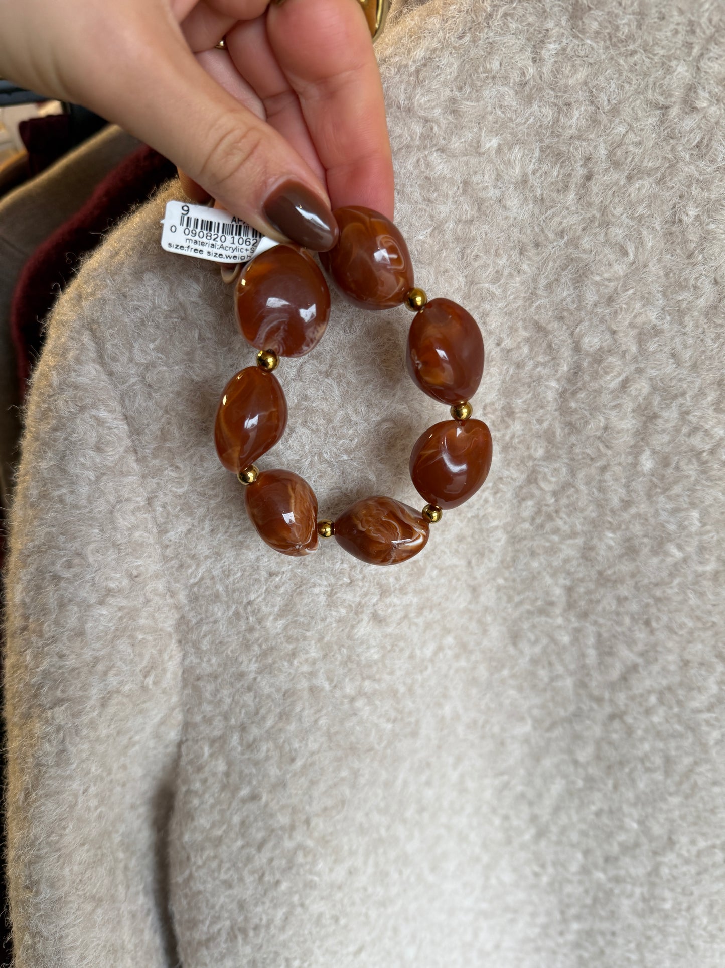 Kralen armband - bruin/camel