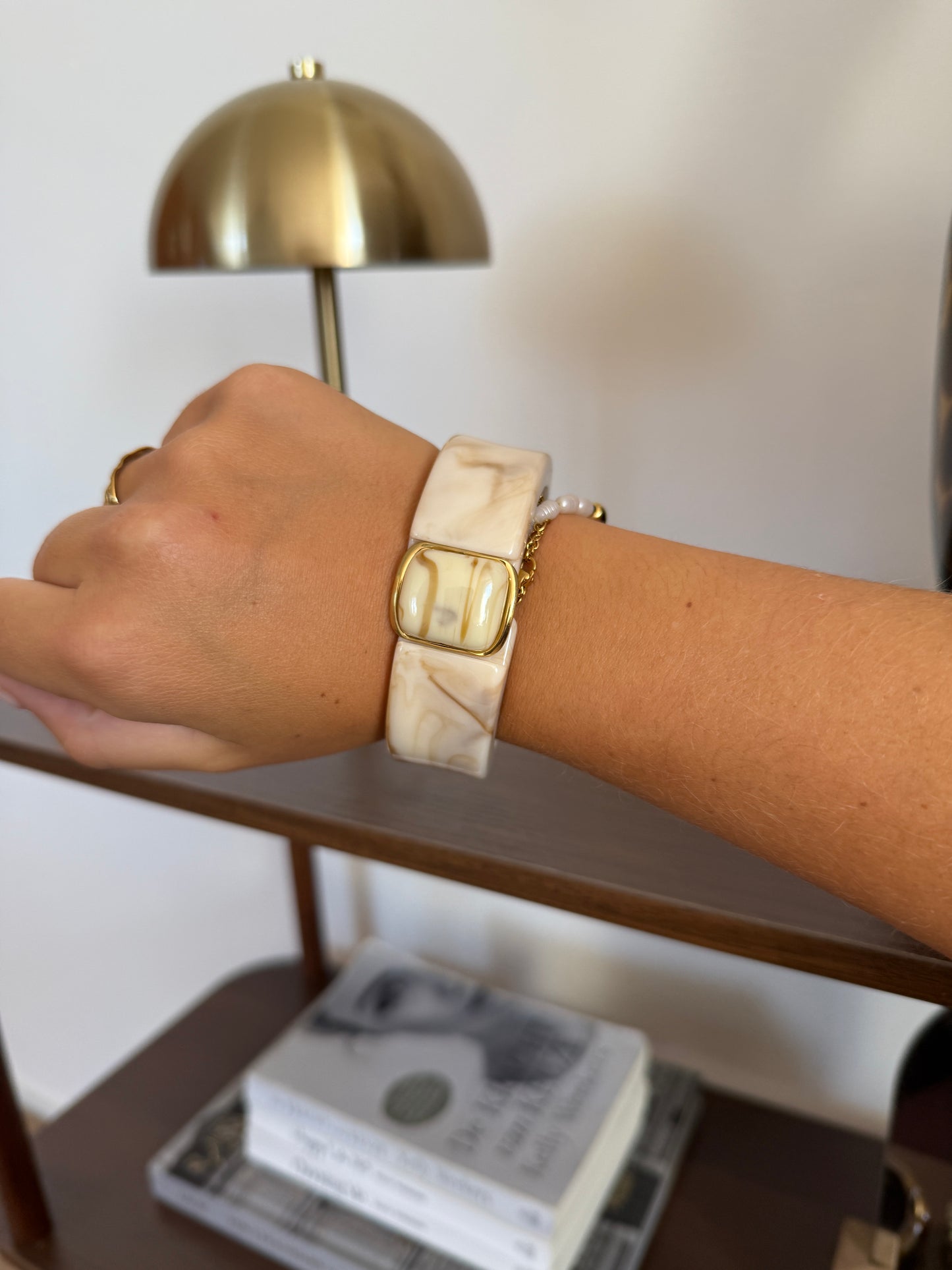 Armband met ovale kralen - Beige