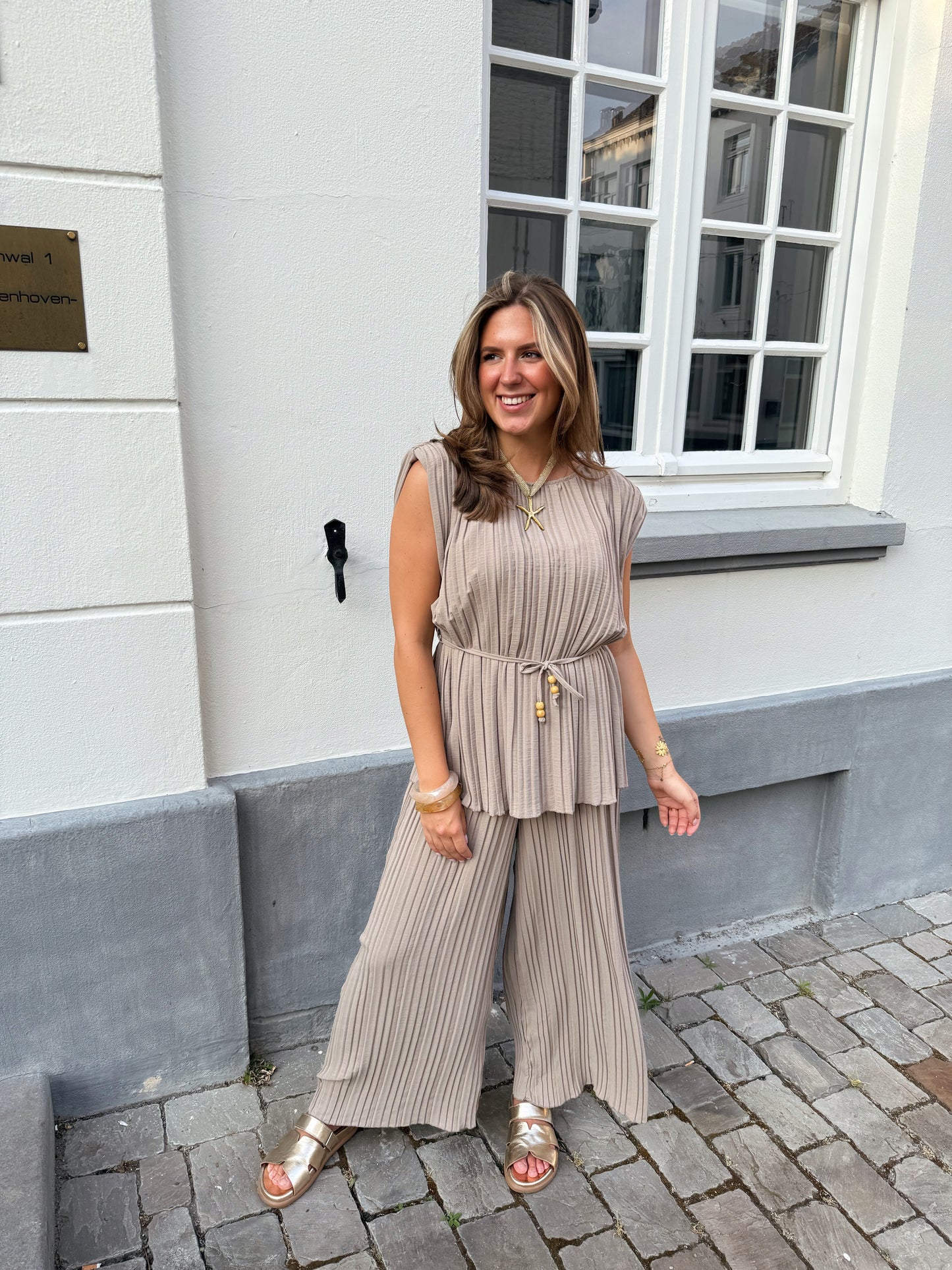 Chic co-ord set - Grijs/Beige