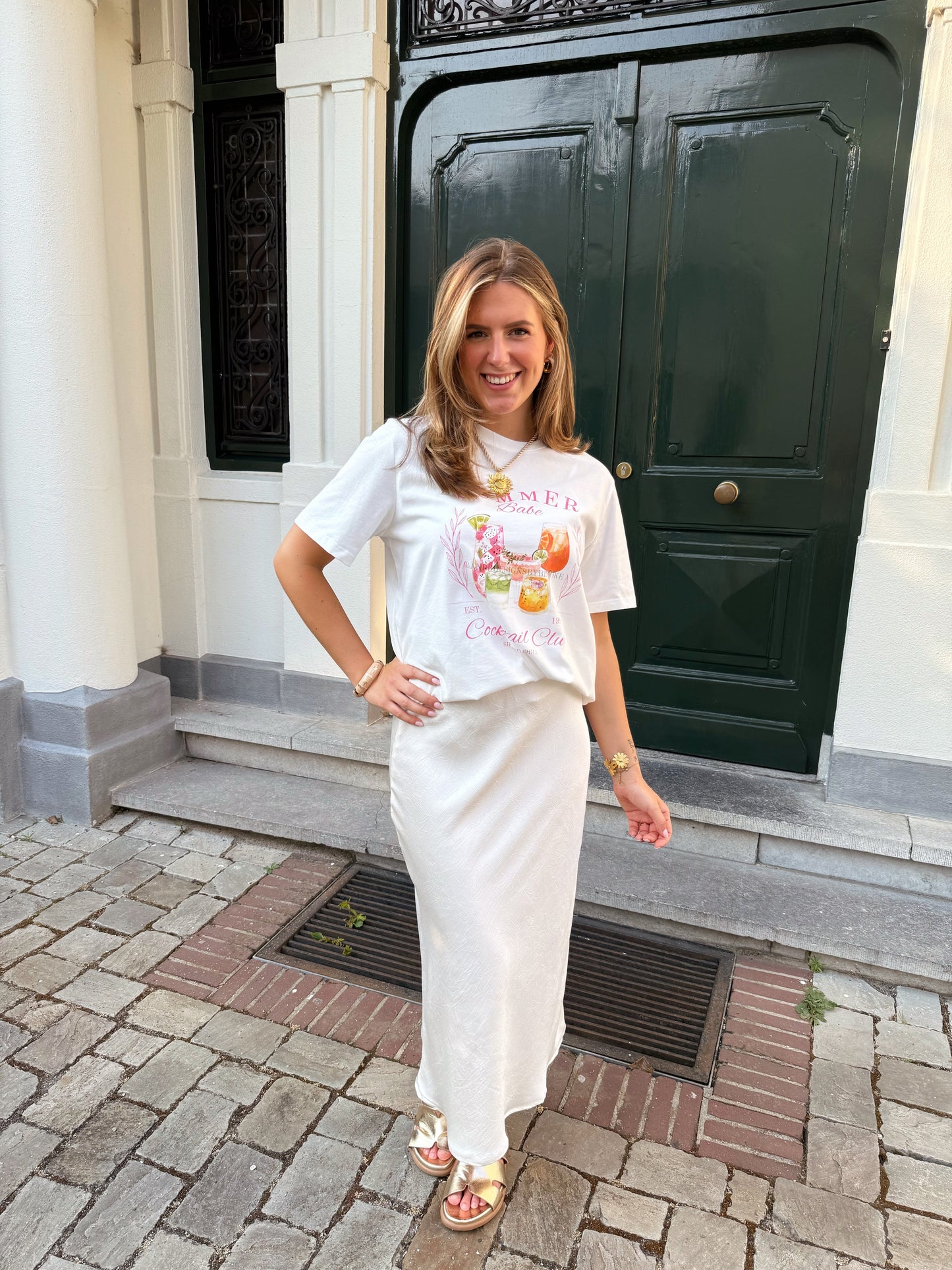 Satin look rok - Ecru