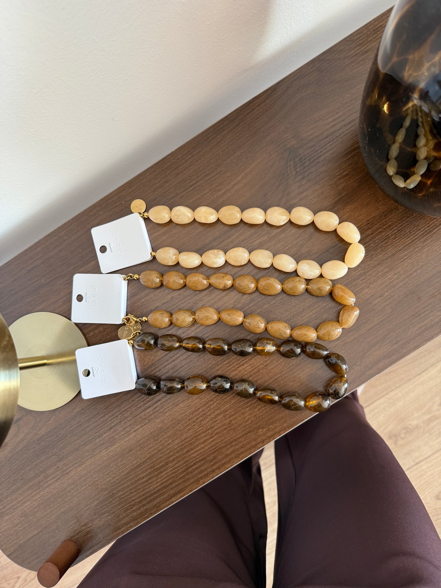 Ketting met ovale kralen - Choco