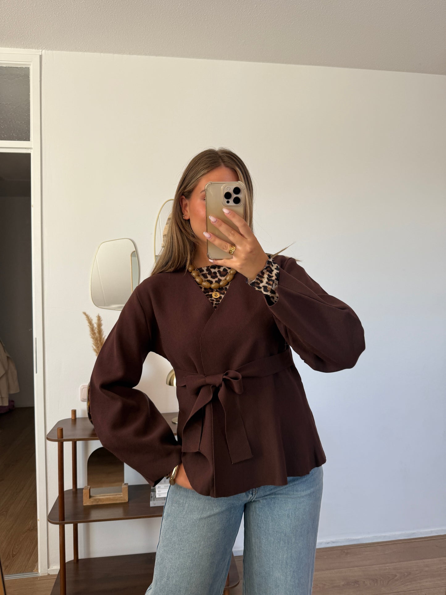 Panter shirt met lange mouwen - Bruin