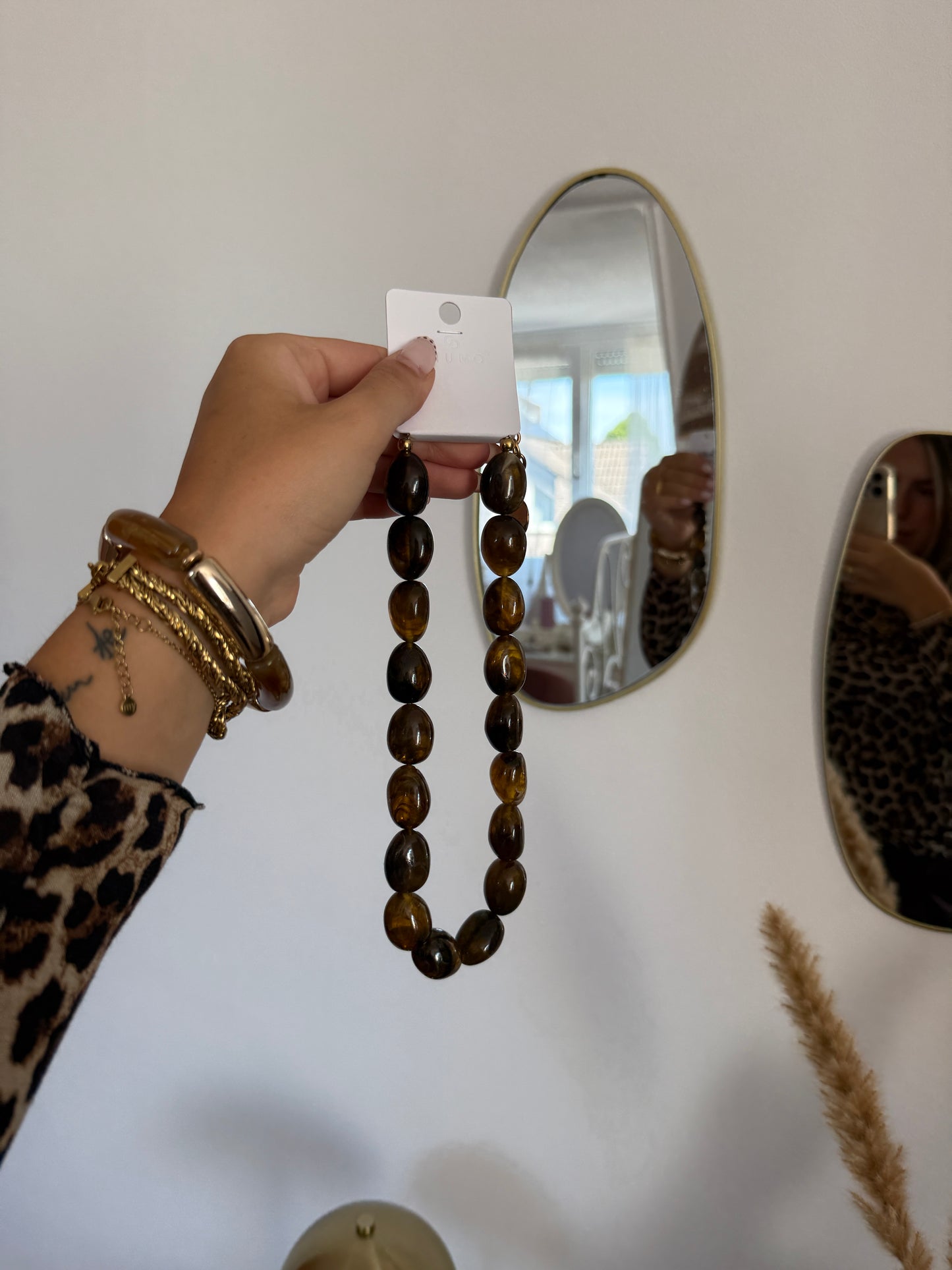 Ketting met ovale kralen - Choco