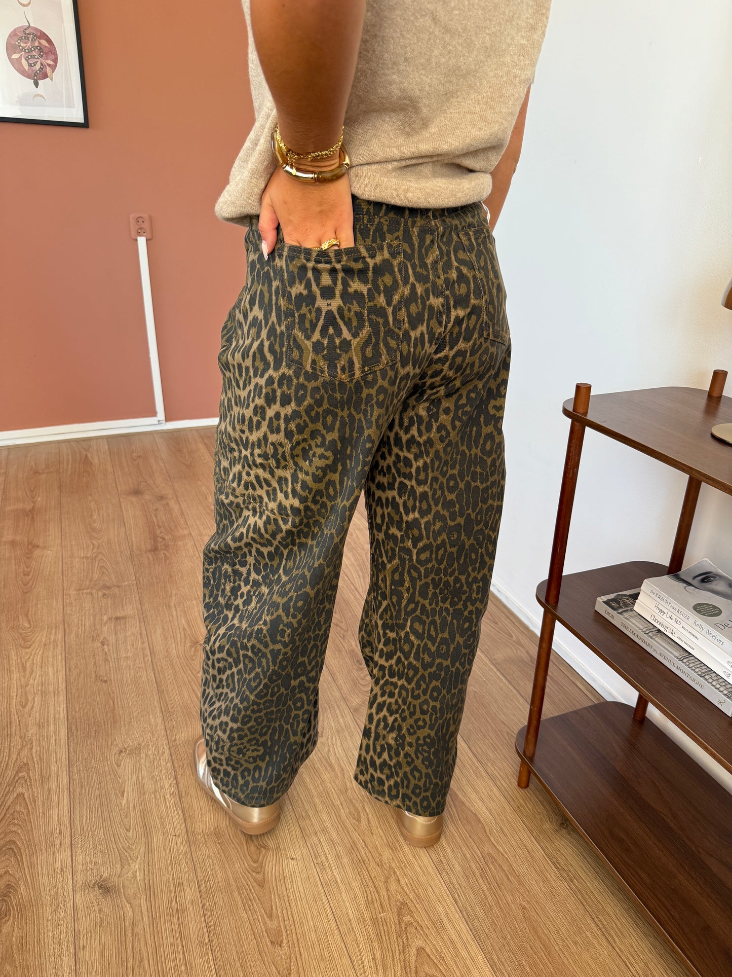Ballon jeans met panterprint - Bruin