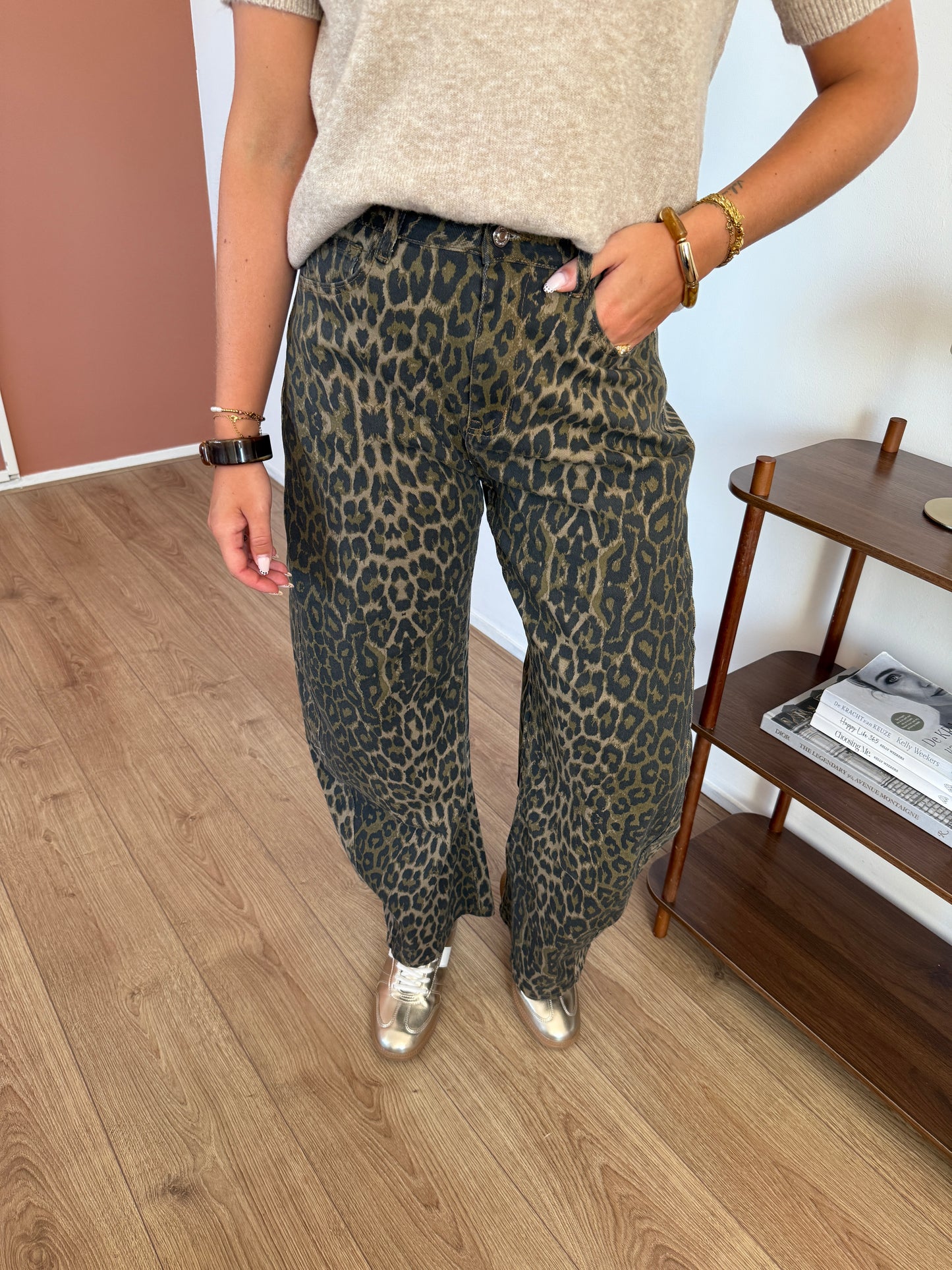 Ballon jeans met panterprint - Bruin