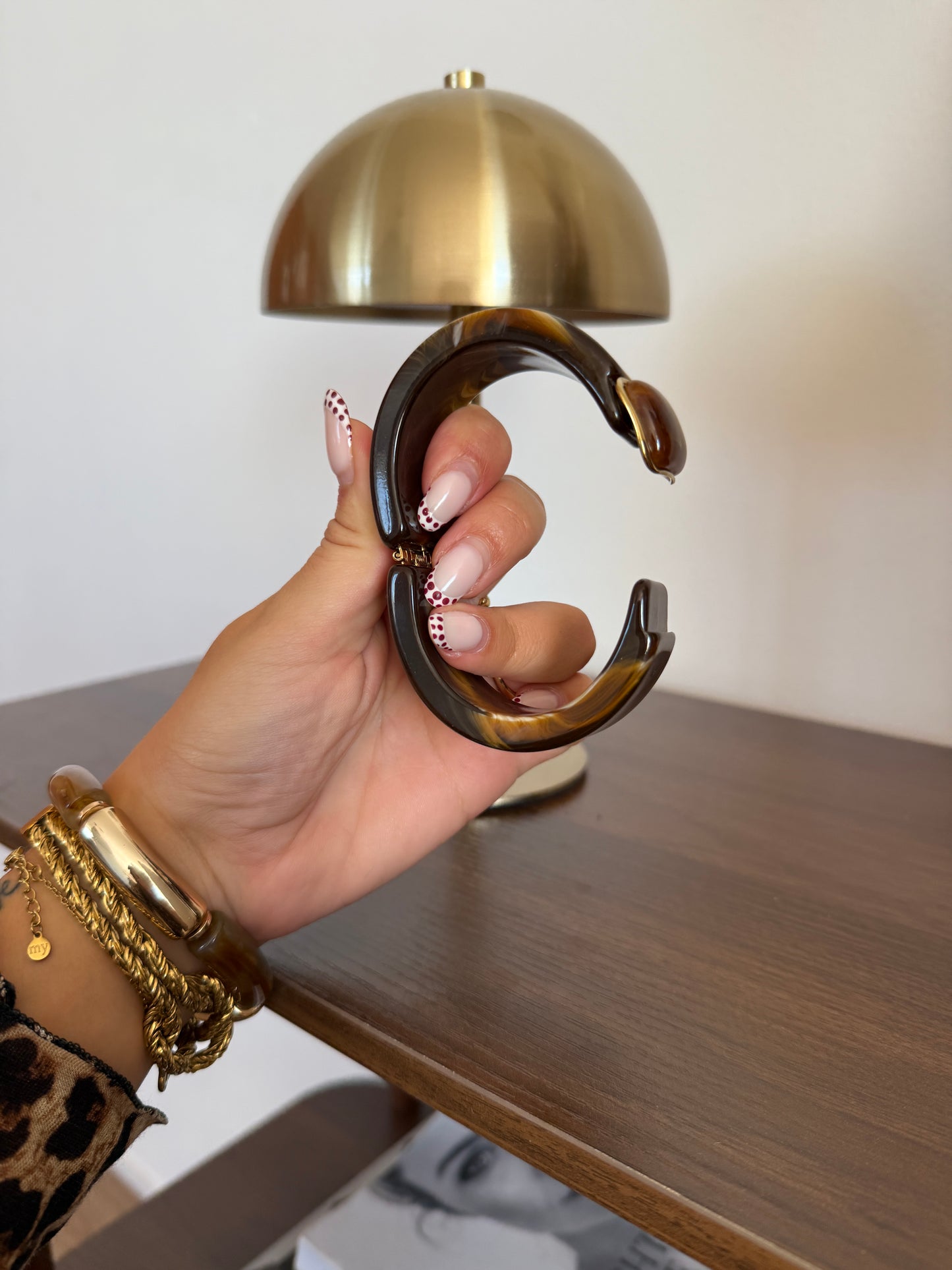 Armband met ovale kralen - Bruin