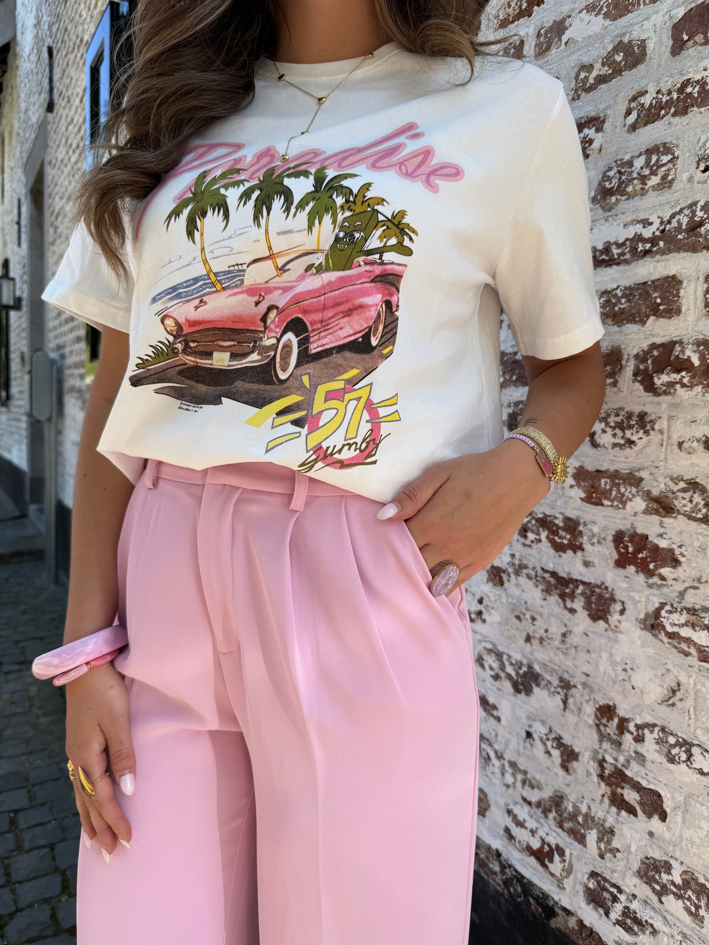 Pantalon wide leg - Roze