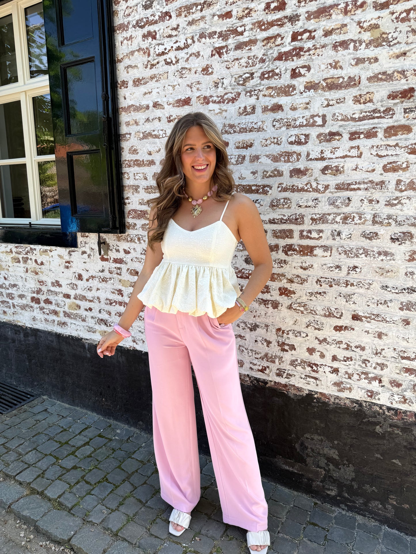 Top met peplum - Ecru