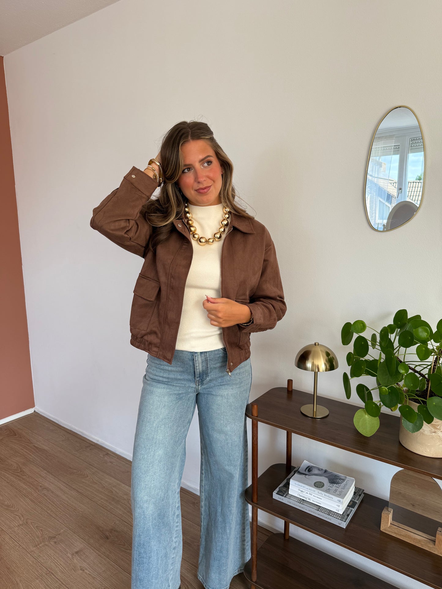 Suede bomber jas - Bruin