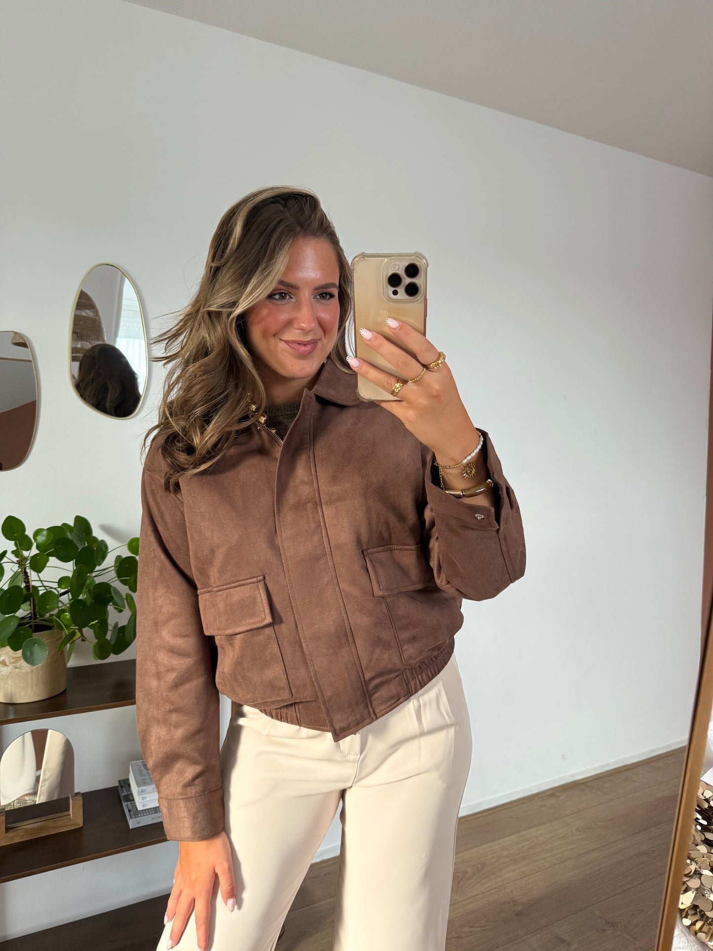Suede bomber jas - Bruin