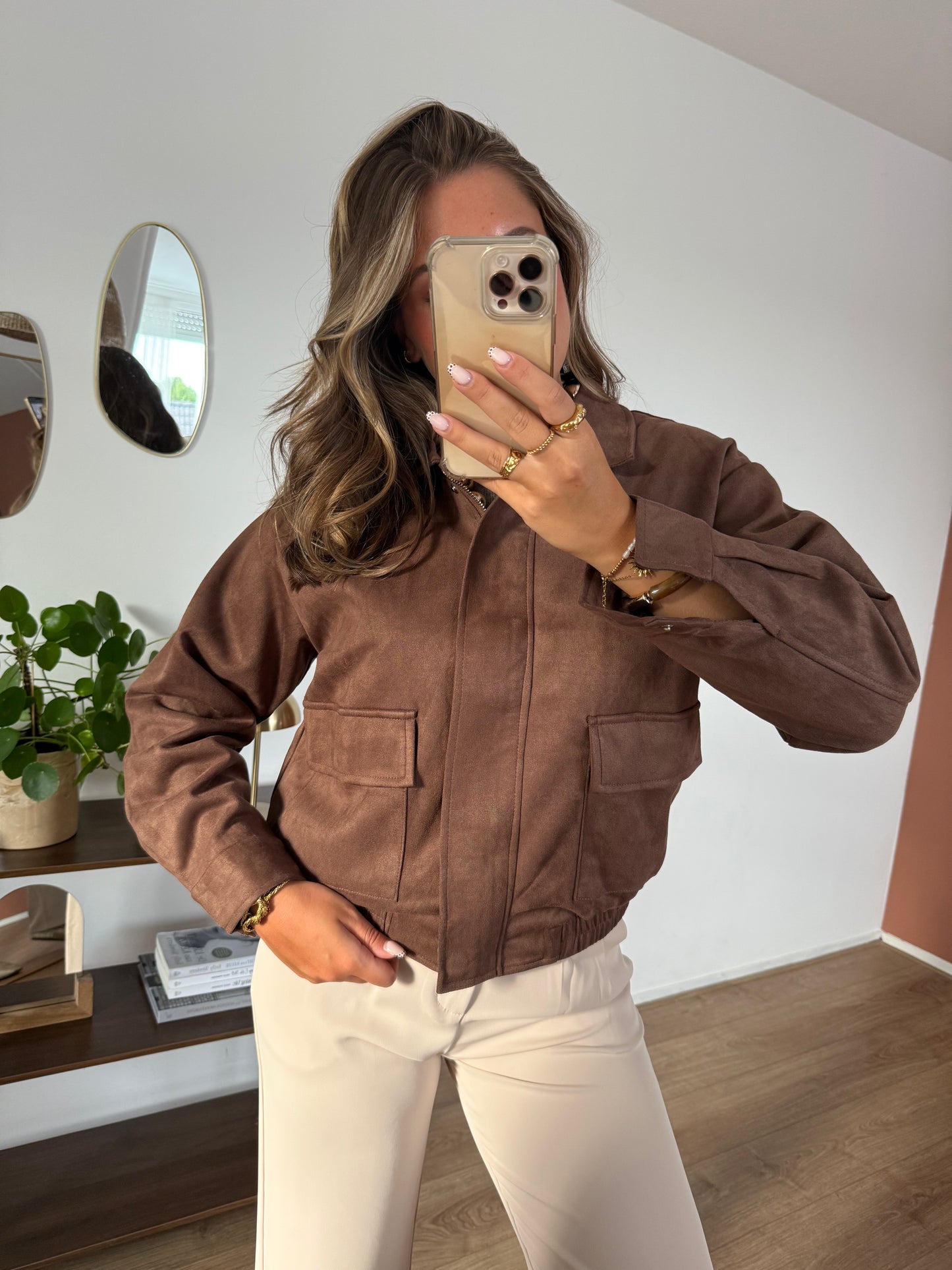 Suede bomber jas - Bruin
