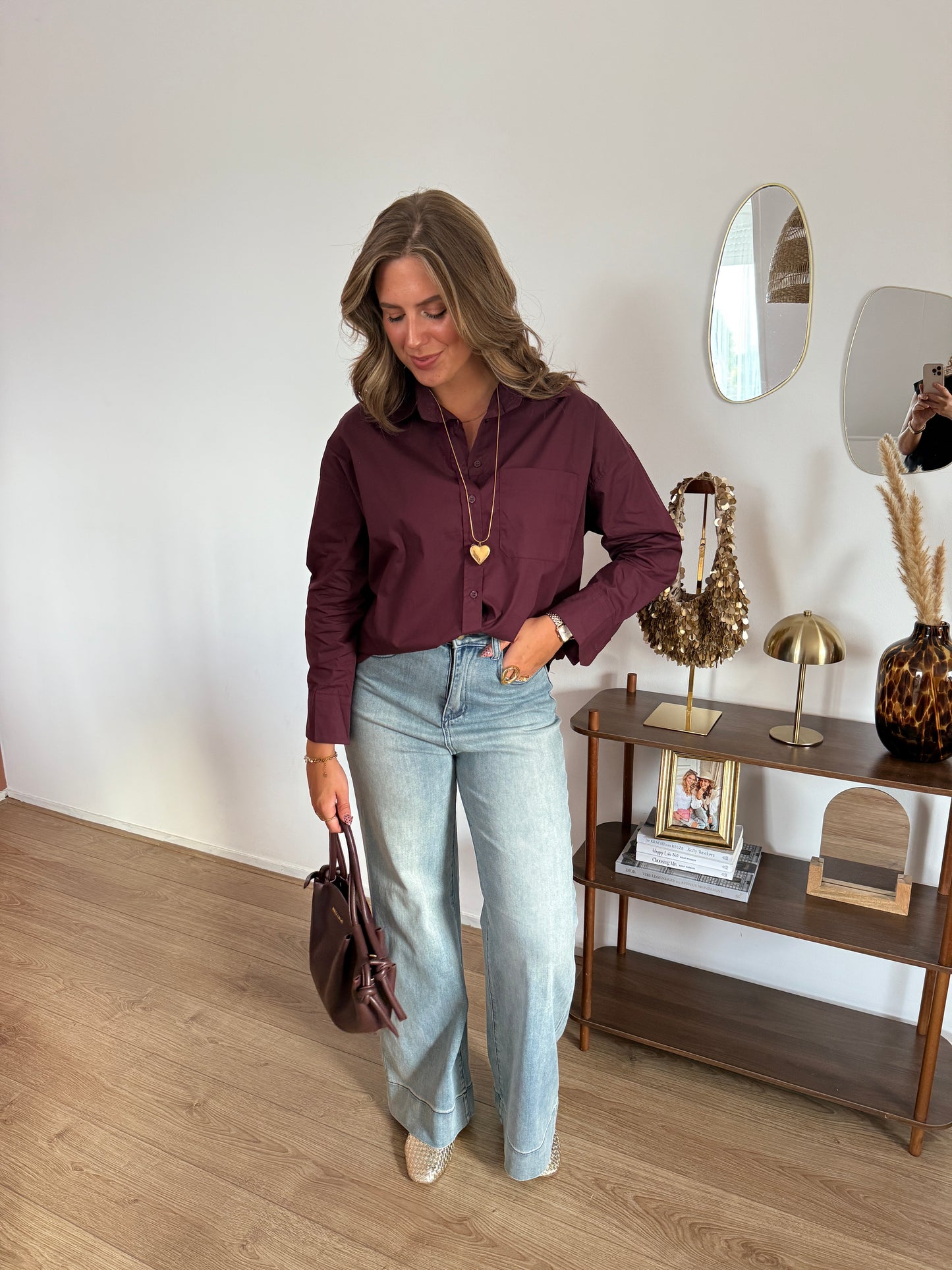 High waisted wide leg jeans - medium blauw