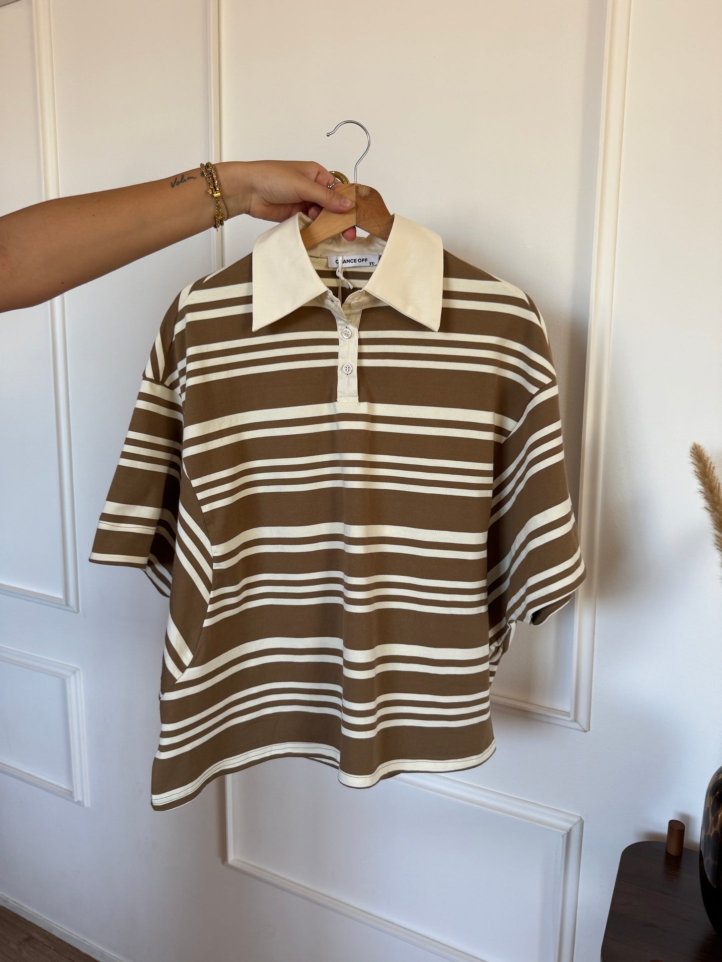 Polo shirt met strepen - Beige