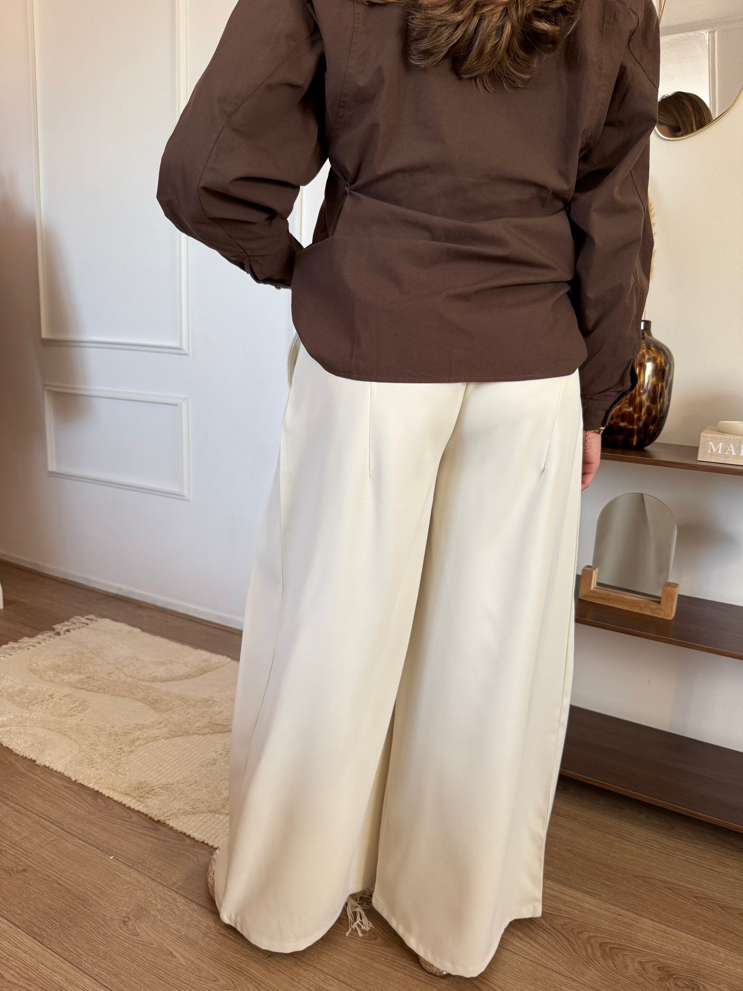 Pantalon met plooien - Créme