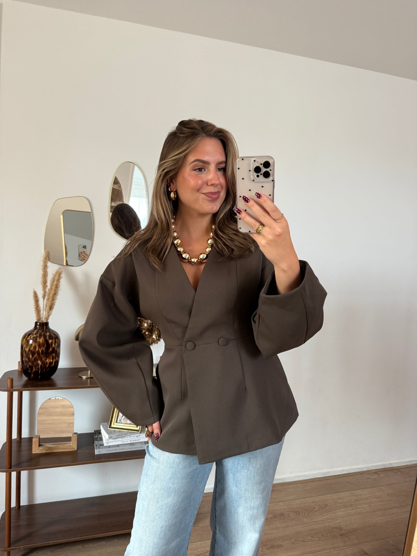 Ballon blazer - Taupe/olijf