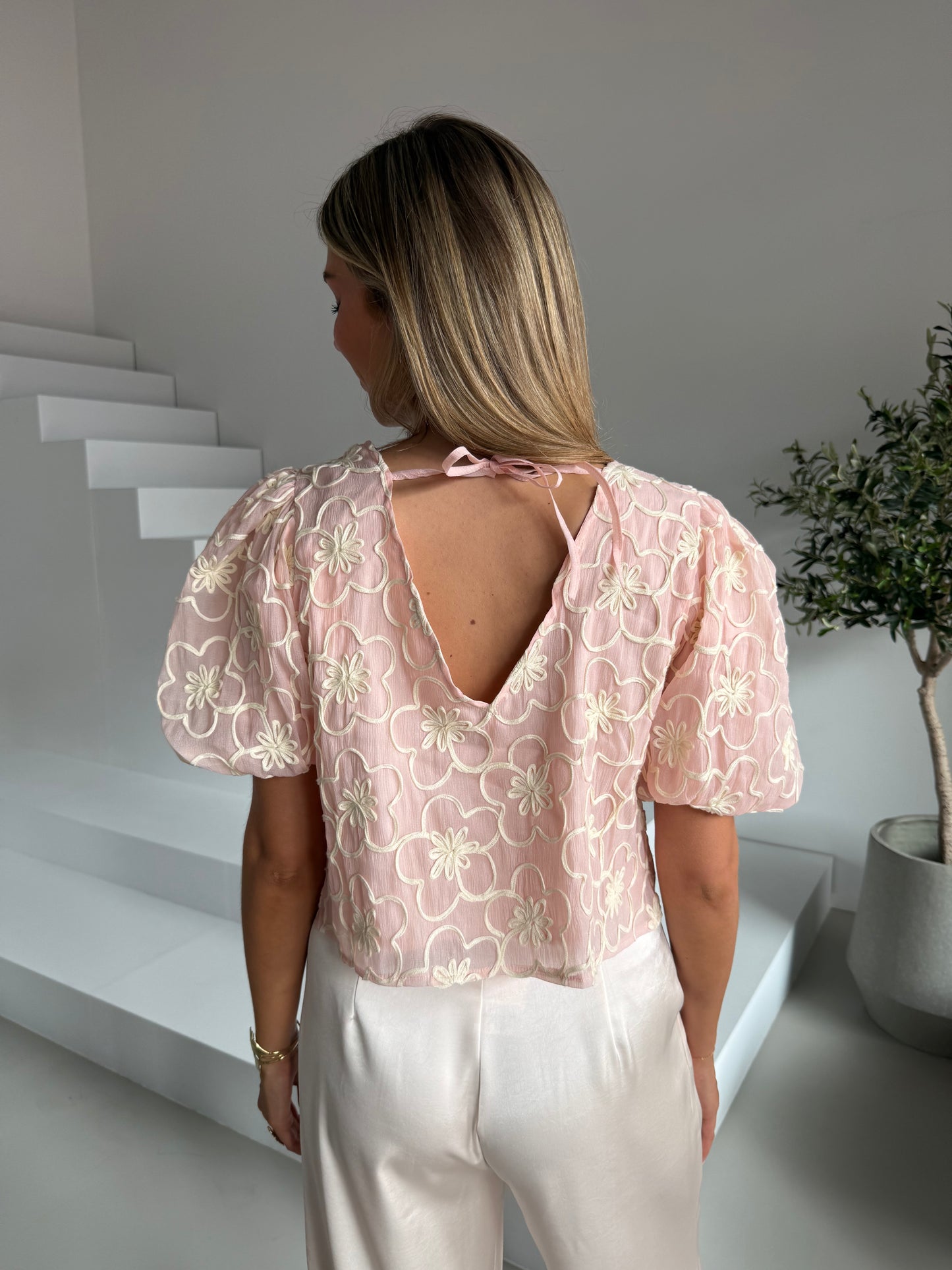 Pantalon satijn wide leg - Champagne