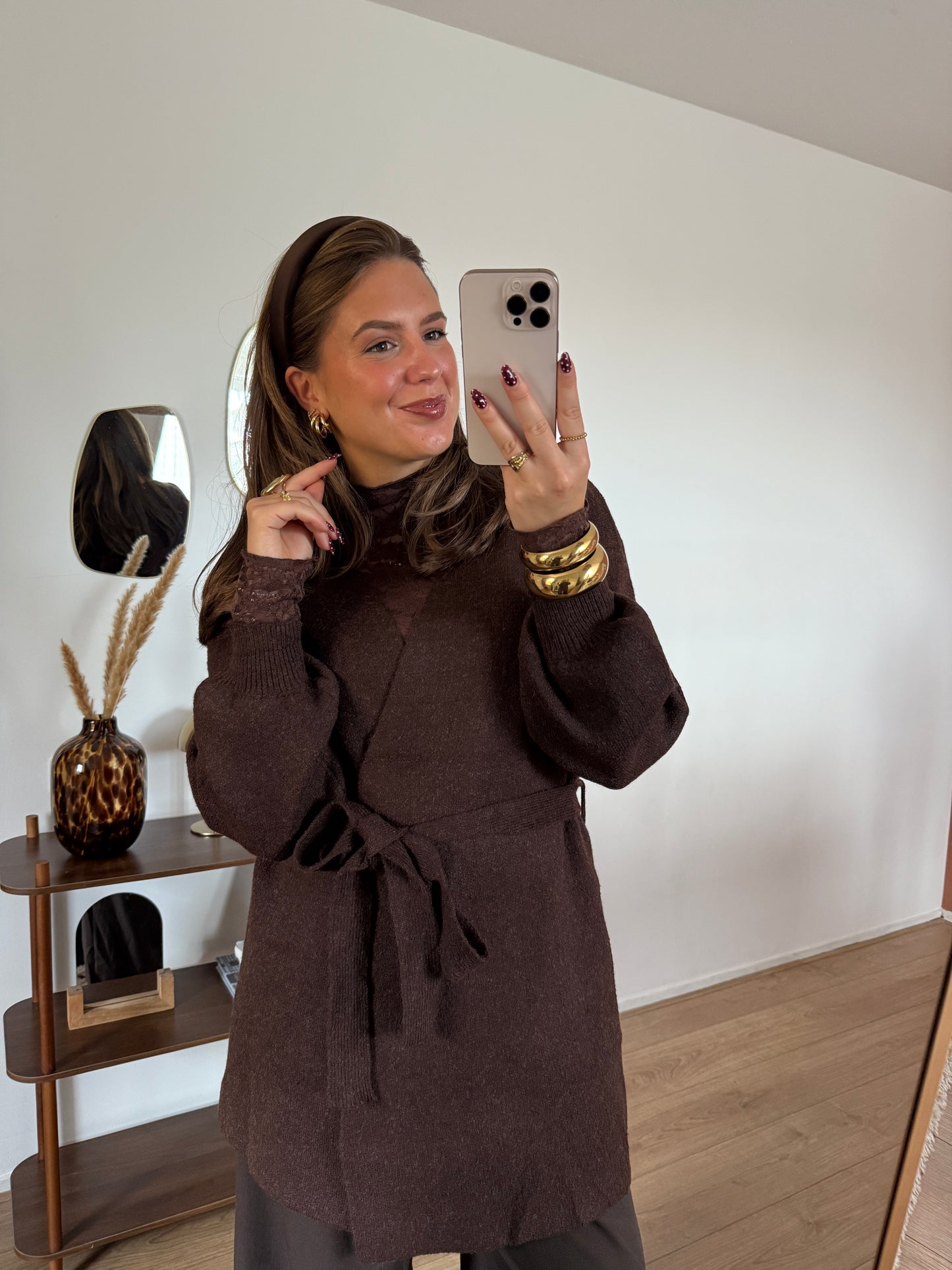 EDITA vest met overslag - bruin