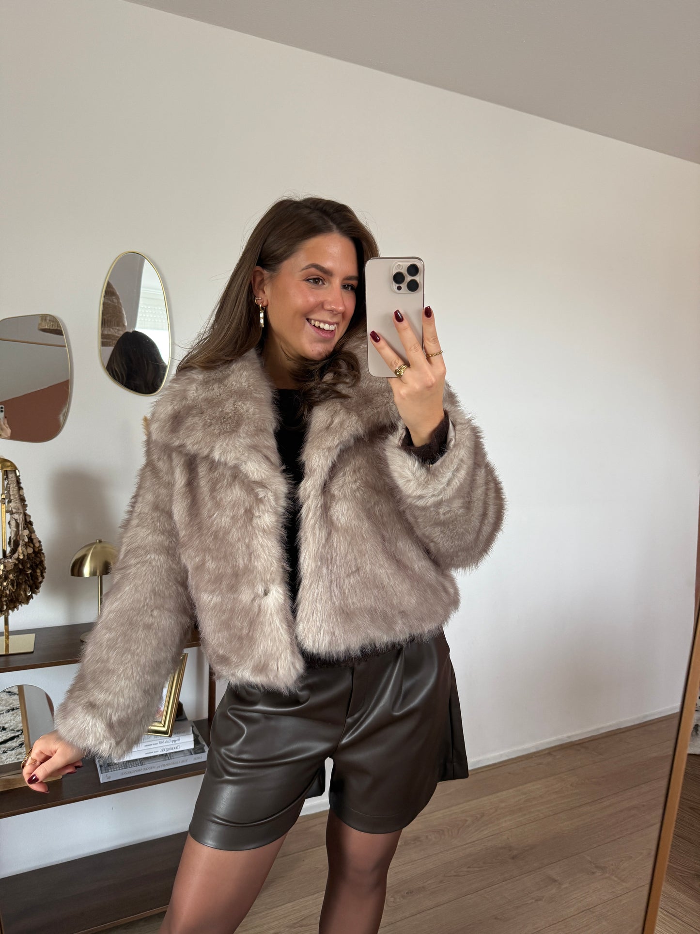 Fluffy jas - taupe/beige