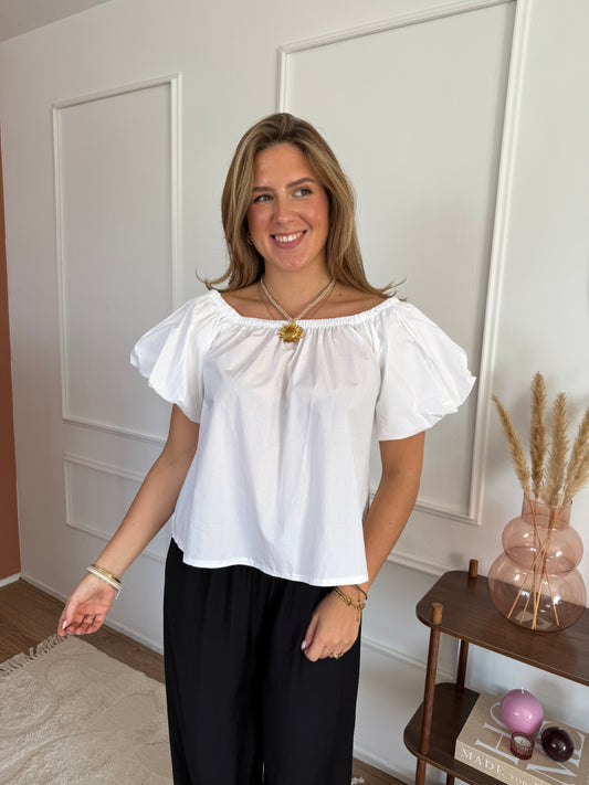 Top off-shoulder - wit