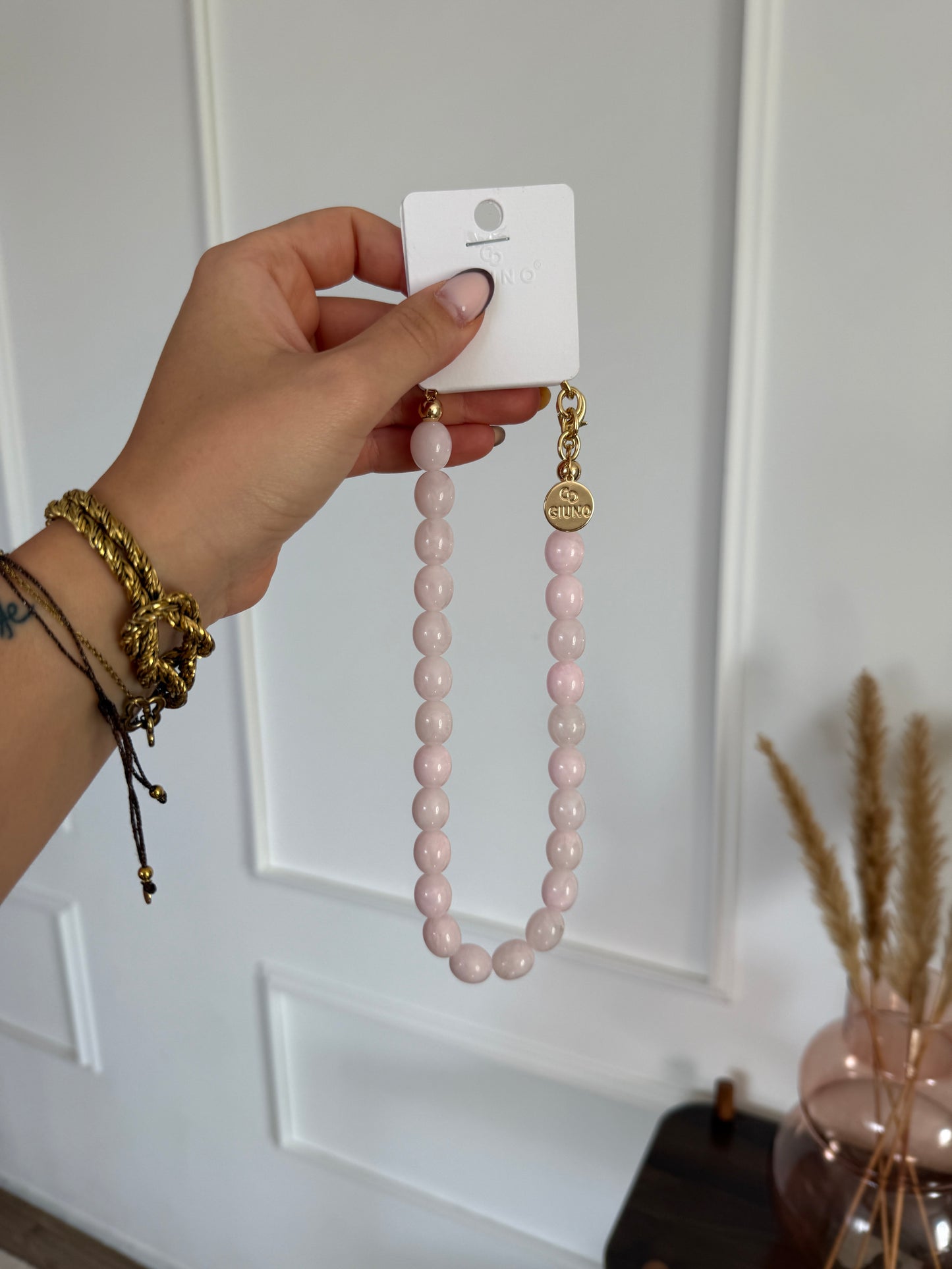 Ketting met kralen - Lichtroze