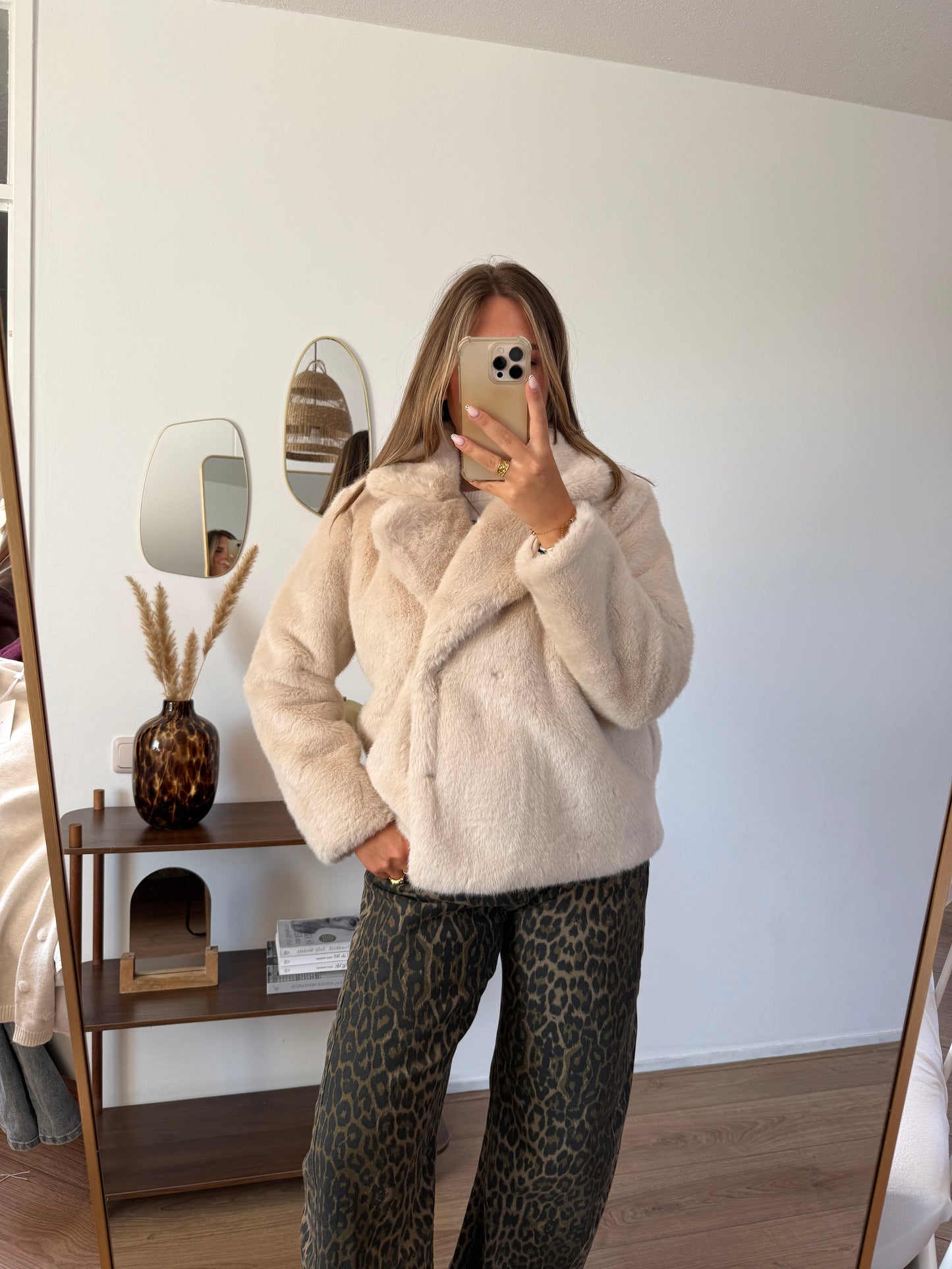 Bonte jas met knopen - Beige
