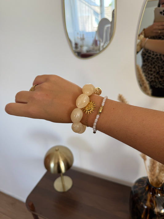 Armband met steen - Beige