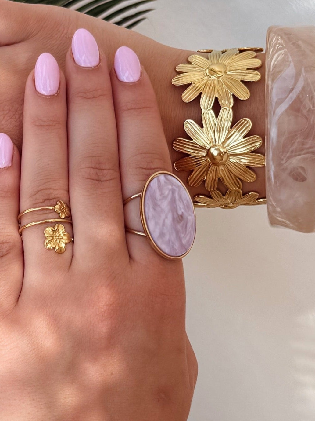 Ring met zegel lila - Goud