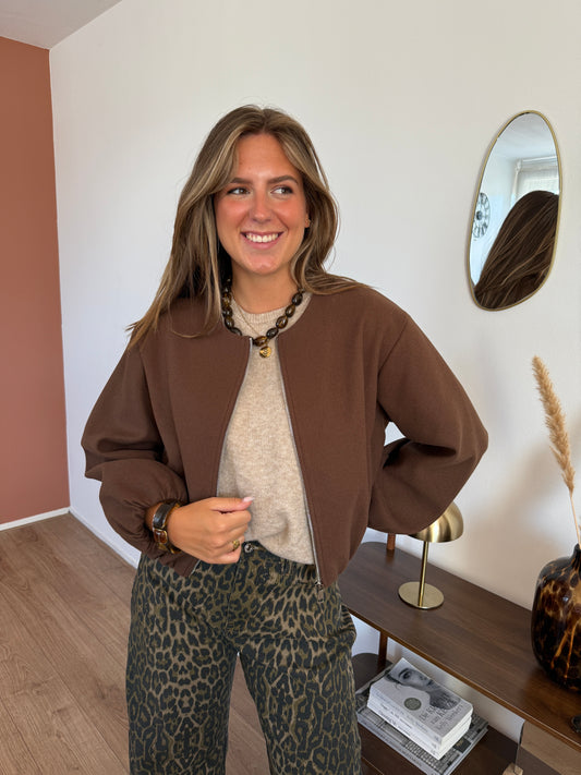 Cropped bomber jasje - Bruin