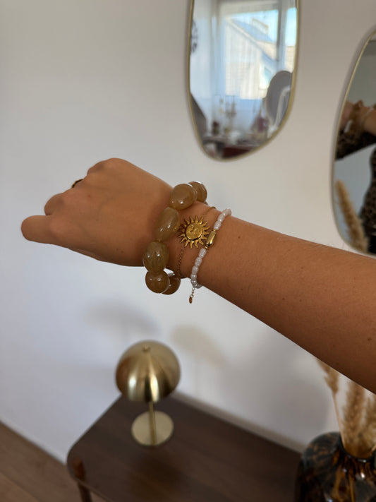 Armband met steen - Bruin