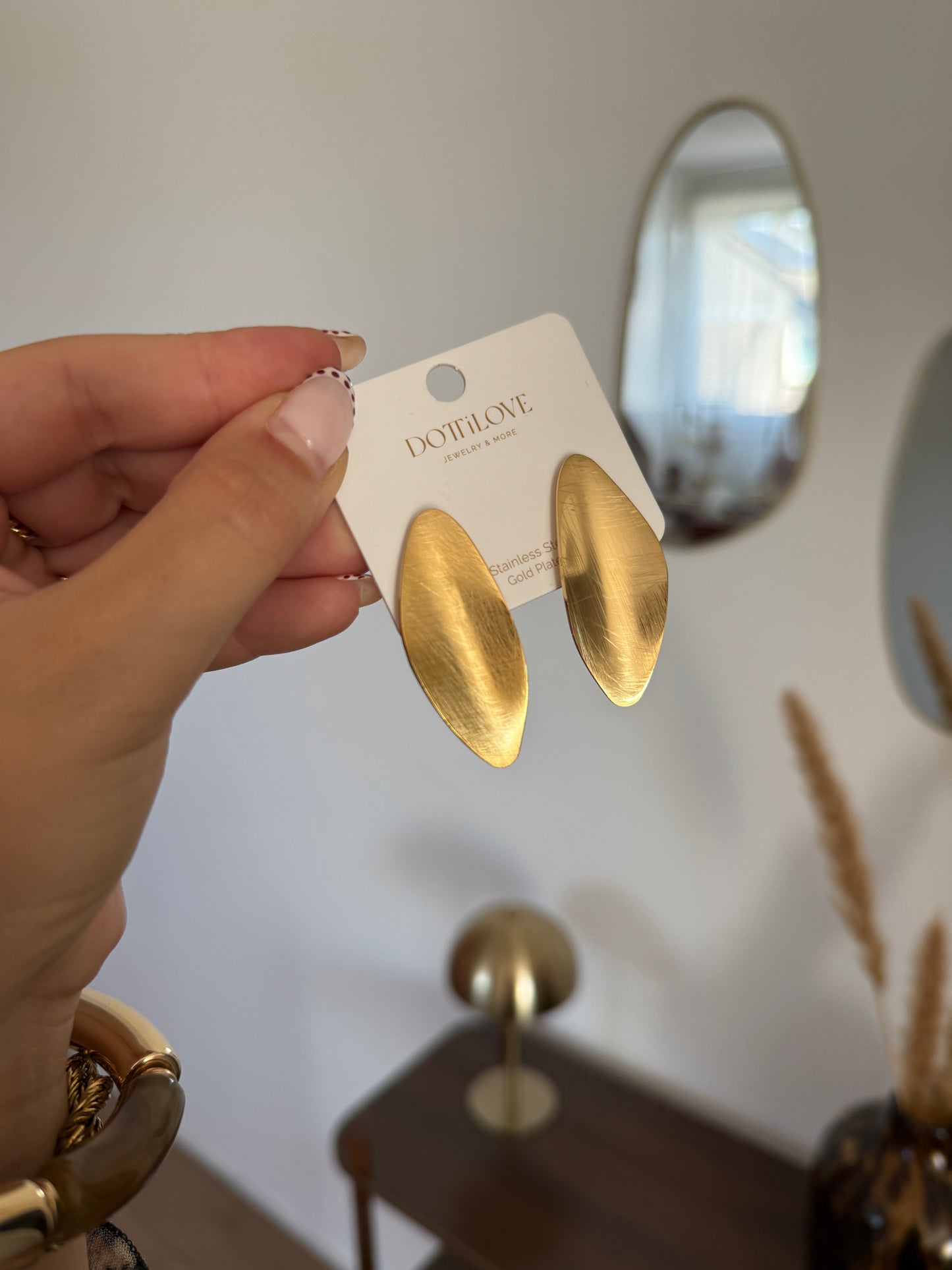 Oorbel blad veer - Goud