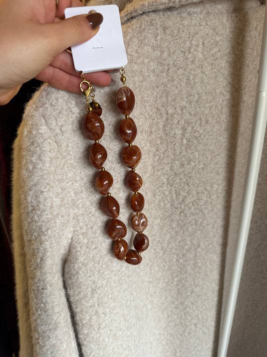Kralen ketting - bruin/camel