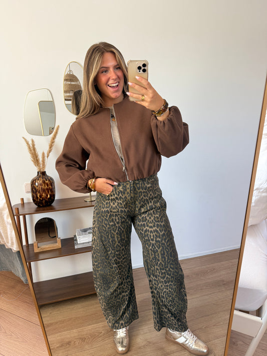 Ballon jeans met panterprint - Bruin