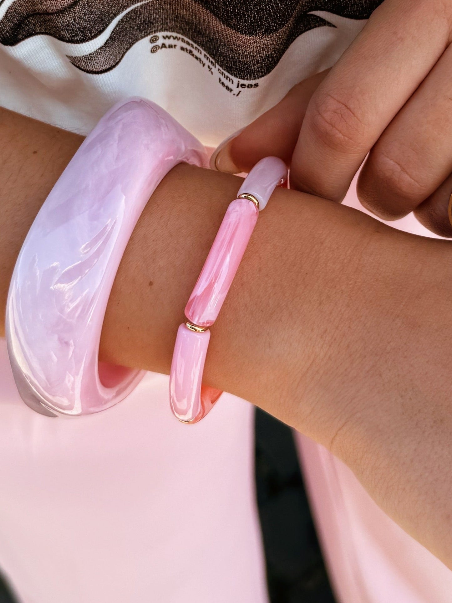 Armband kralen diverse kleuren roze