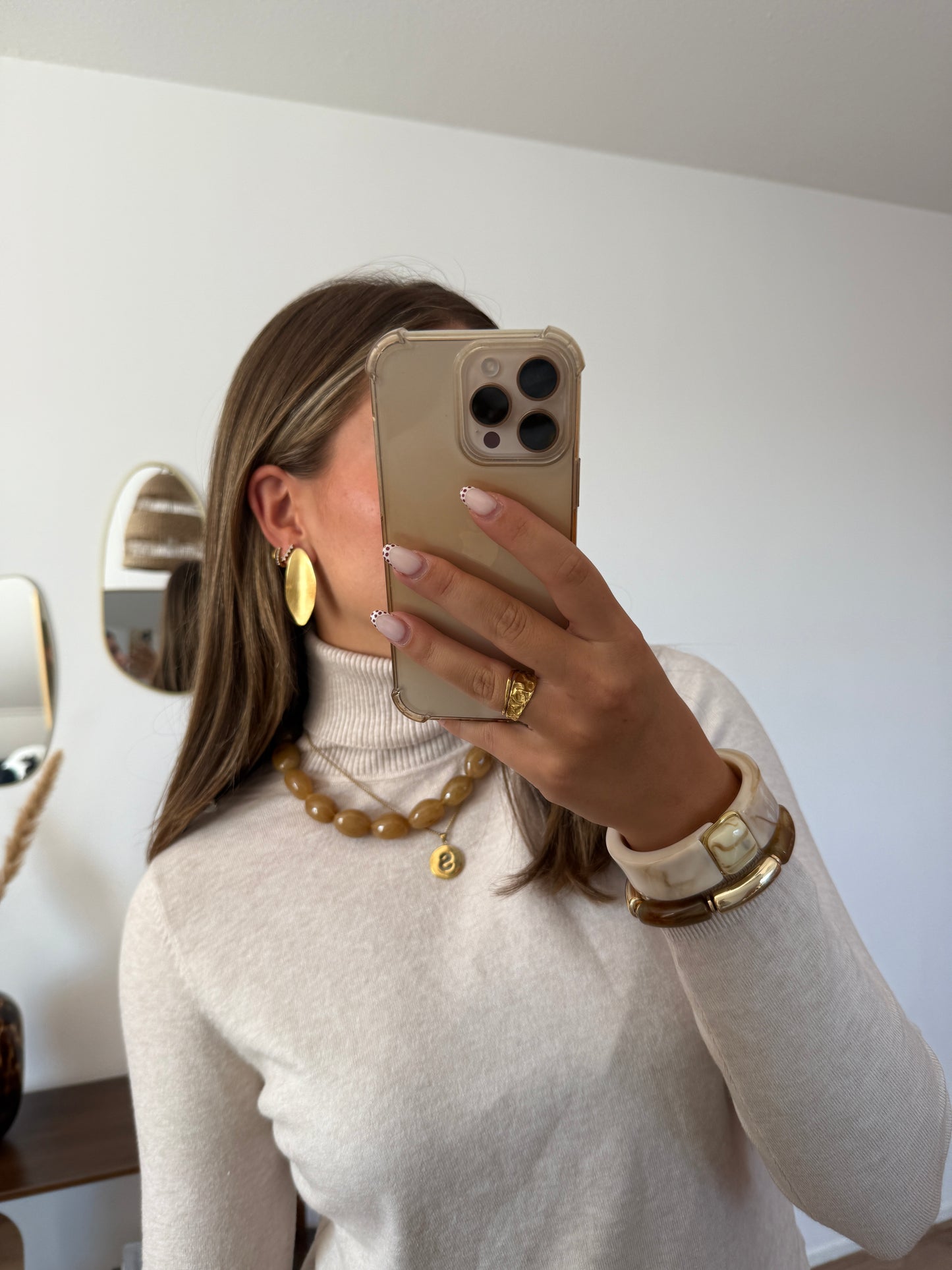 Oorbel blad veer - Goud