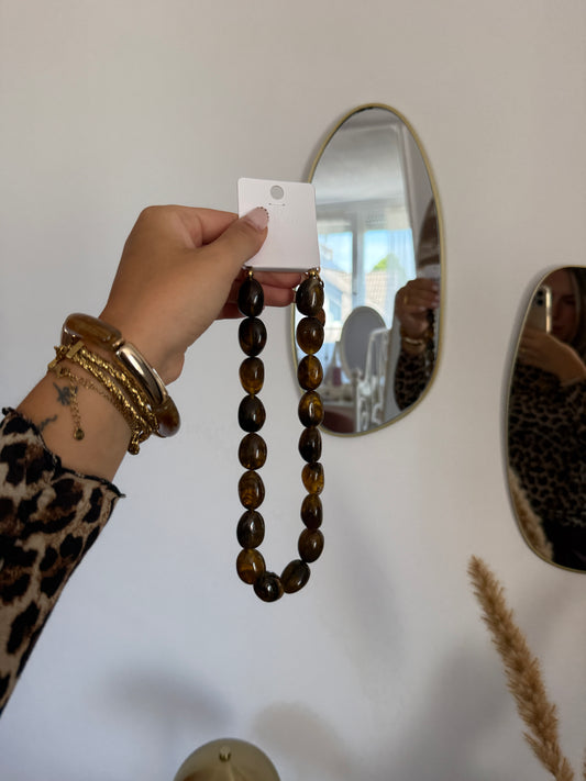 Ketting met ovale kralen - Choco