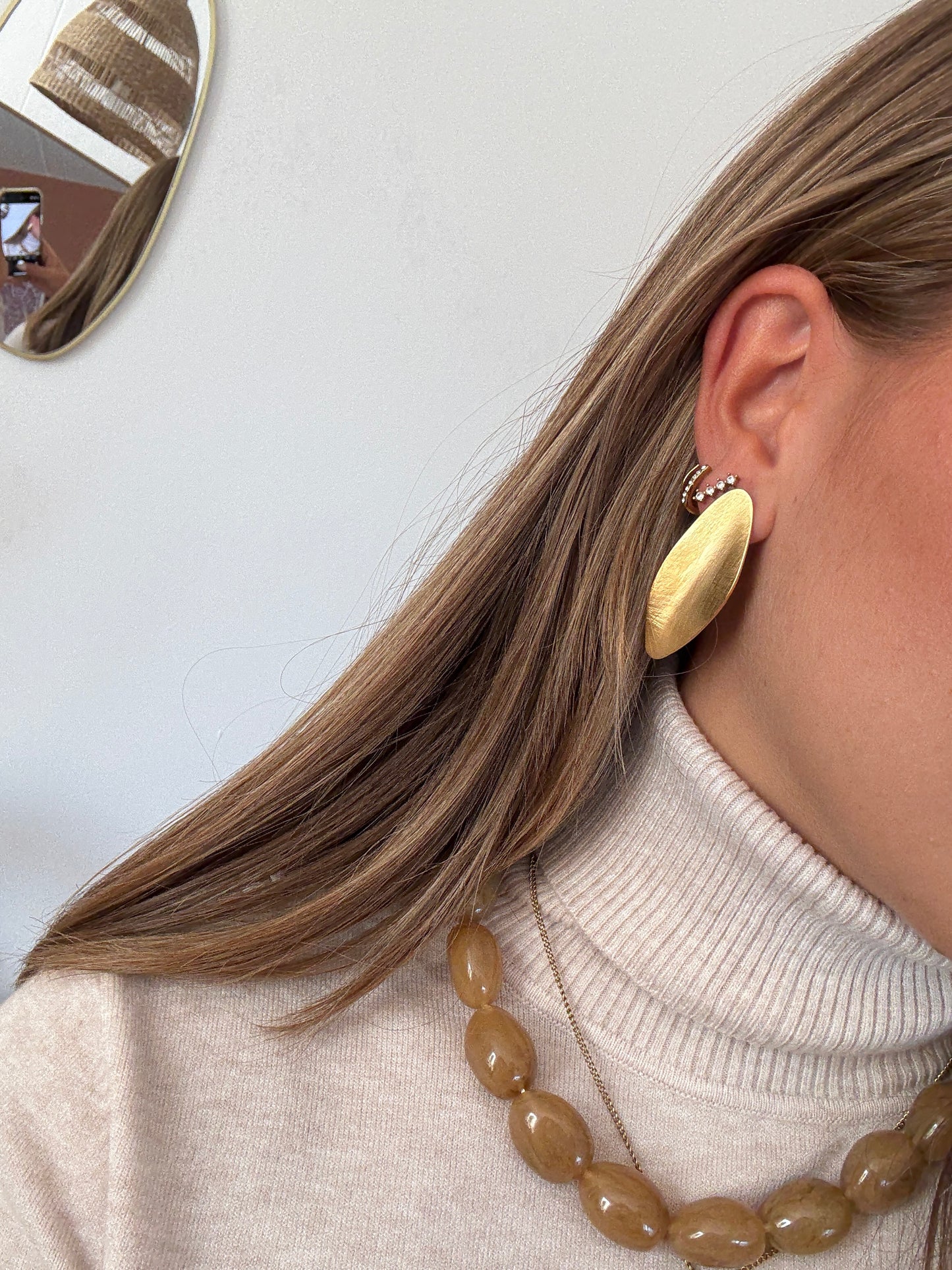 Oorbel blad veer - Goud