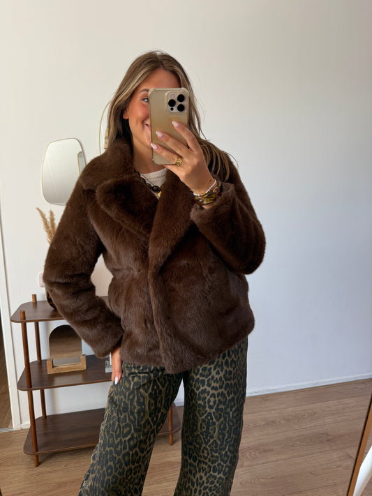 Bonte jas met knopen - Bruin