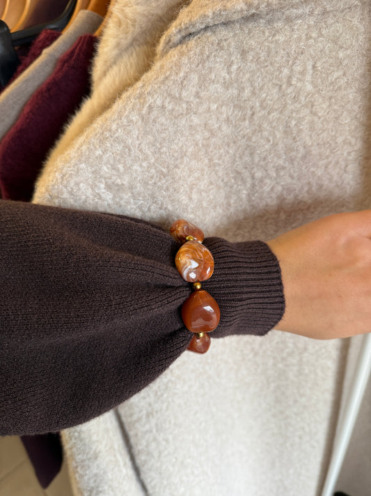 Kralen armband - bruin/camel