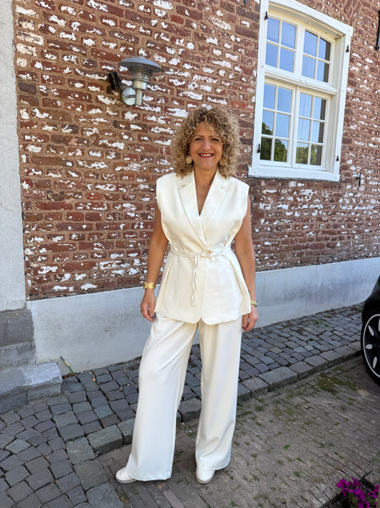Pantalon wide leg - Ecru