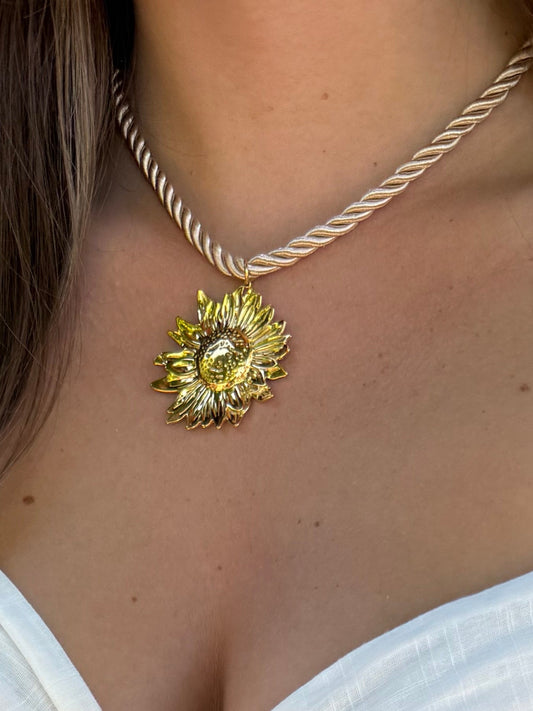 Ketting met zonnebloem - Goud