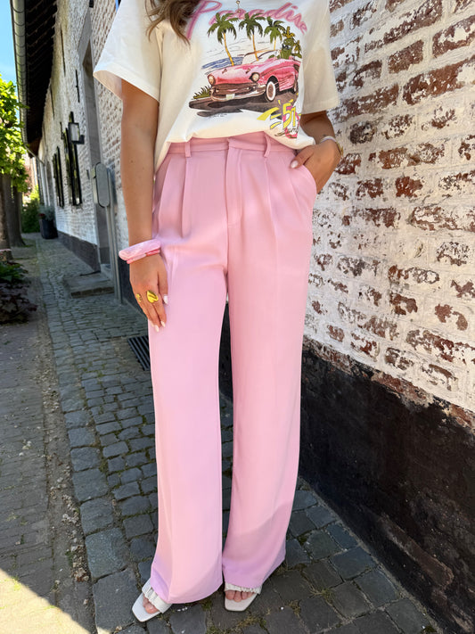 Pantalon wide leg - Roze