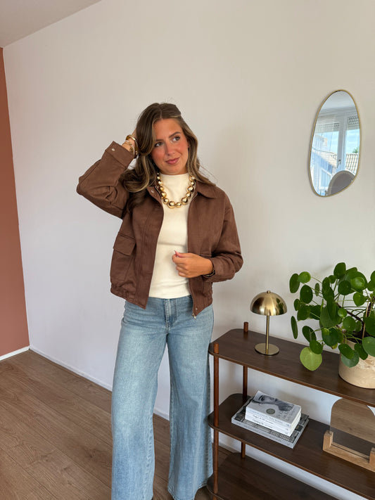 Suede bomber jas - Bruin