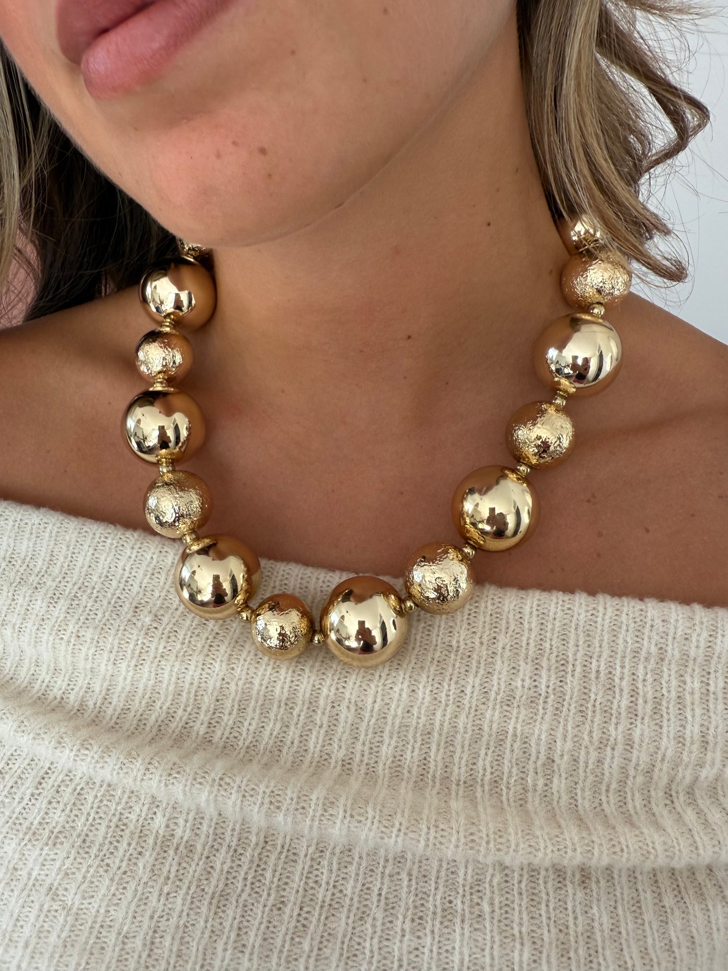 Grote kralen ketting - Goud