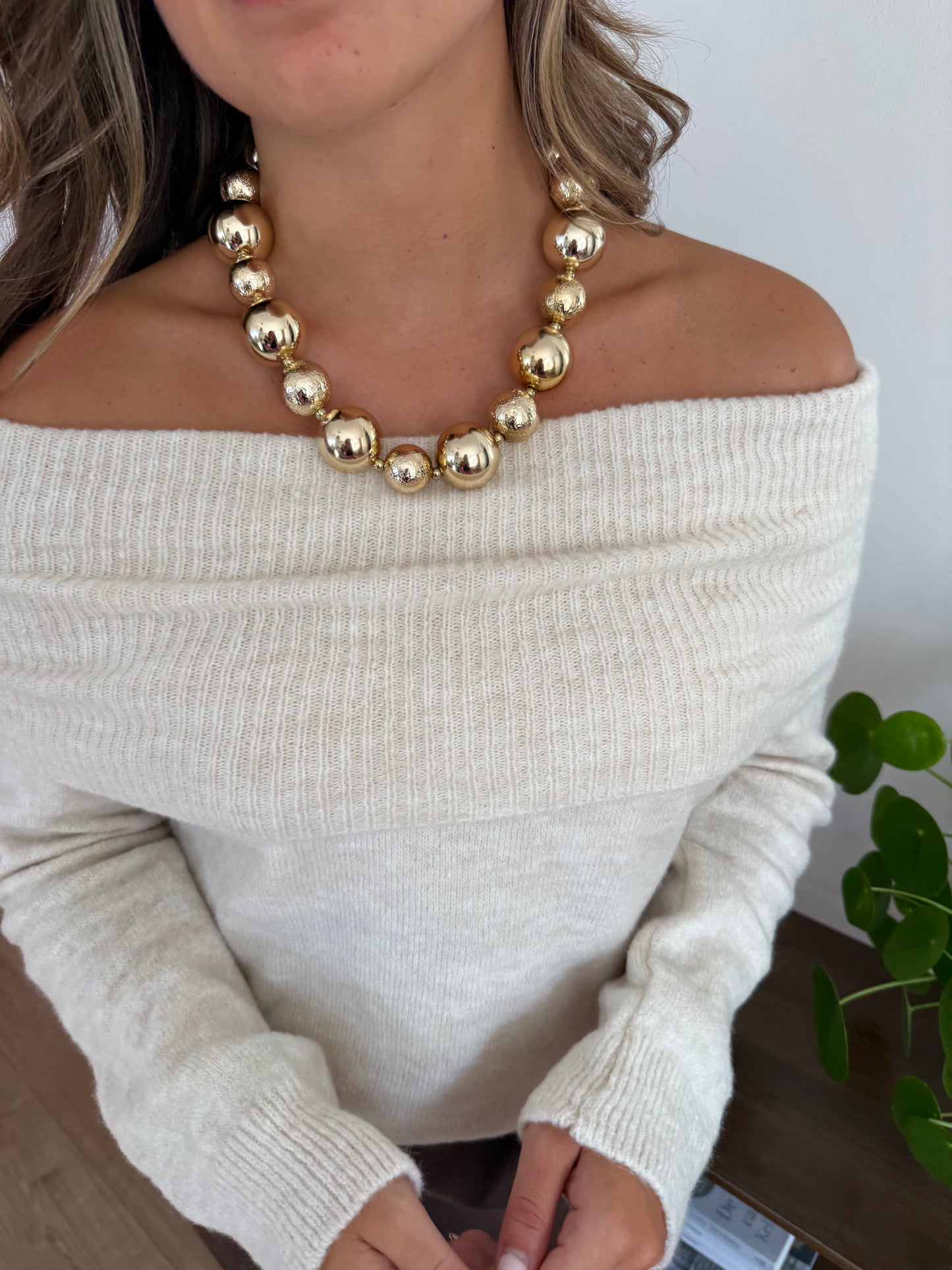 Grote kralen ketting - Goud