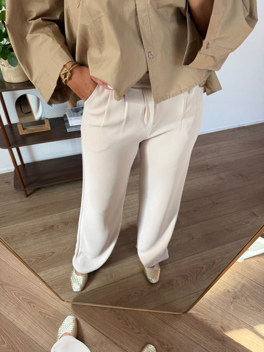 Pantalon met elastiek - Beige