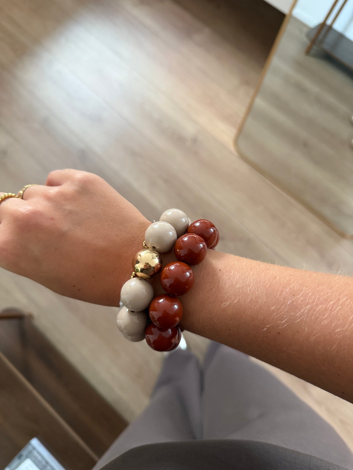 Grote kralen armband - Bruin