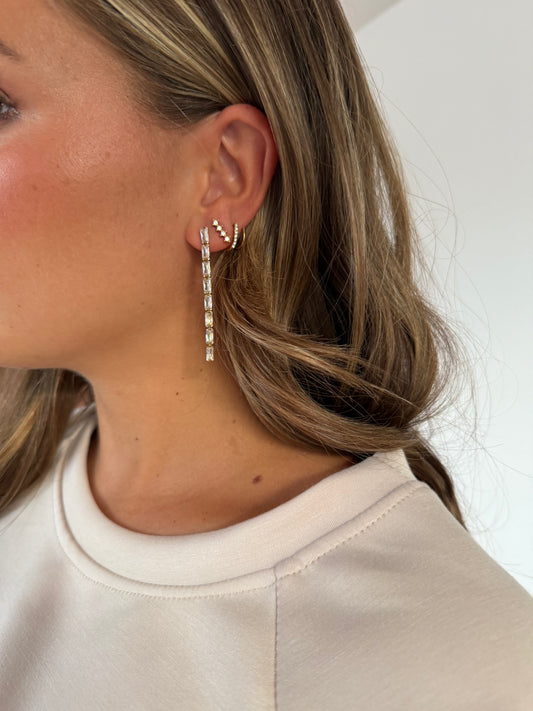 Drop oorbellen met steentjes - Goud