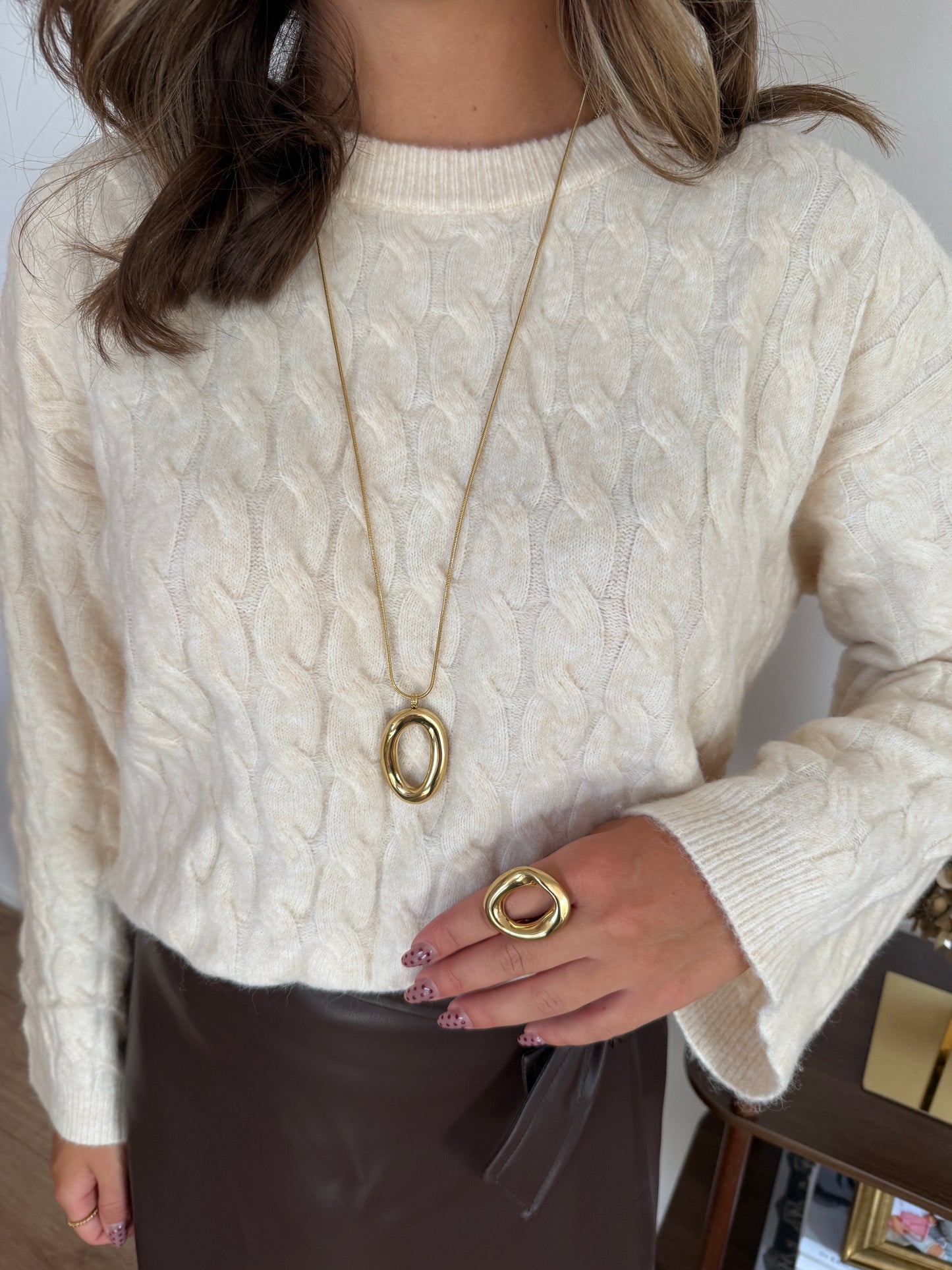 Lange ketting met ovaal - Goud