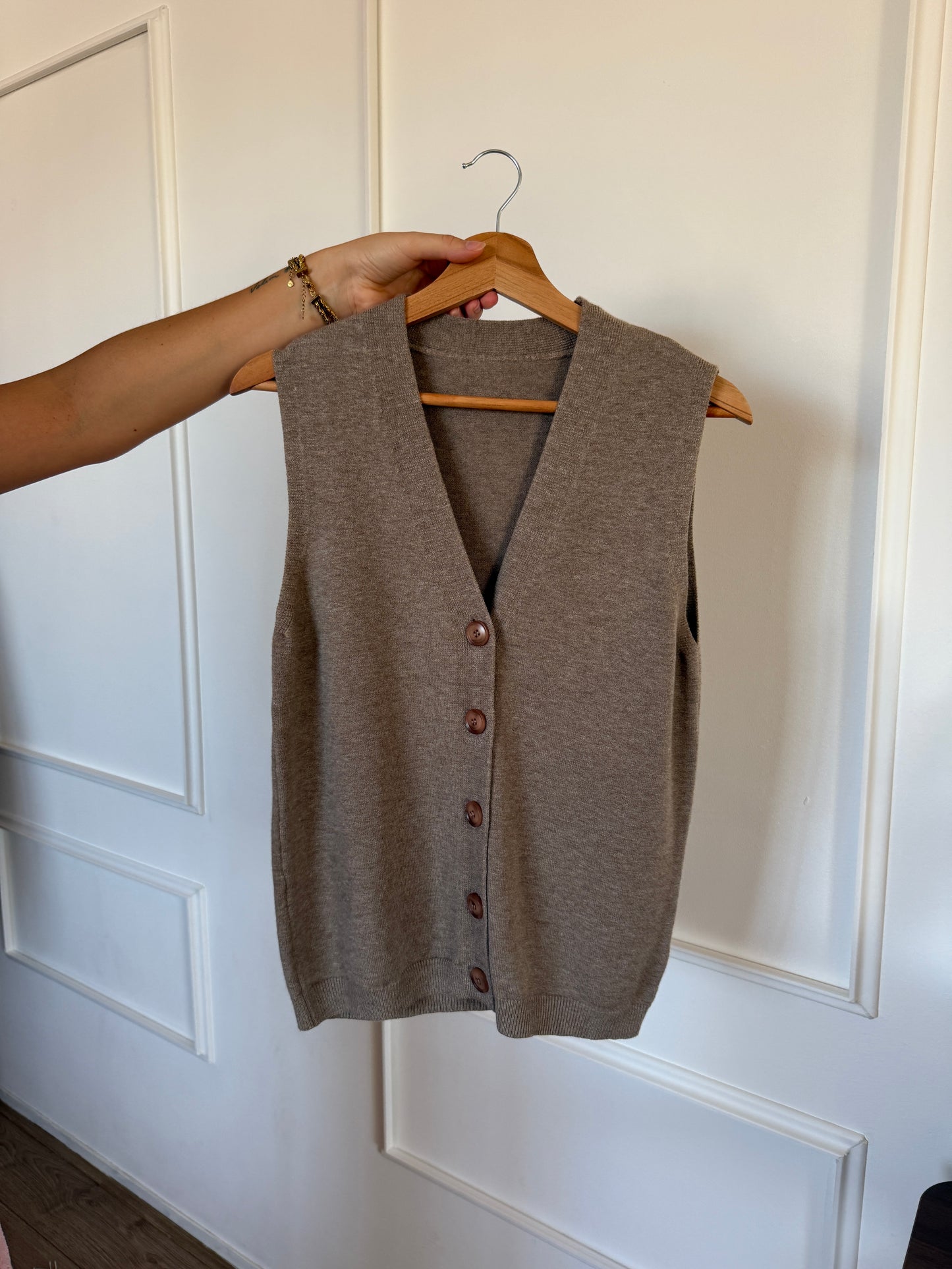 Gilet met bijpassende knopen - Taupe