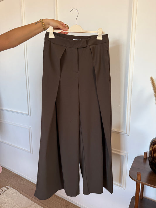 Pantalon met plooien - Bruin